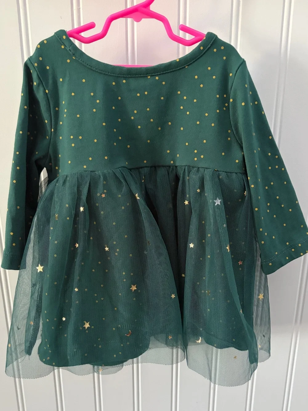Hanna Andersson Green Gold Star & Dot Tulle Dress